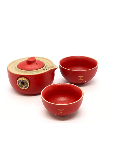 Cestovná čajová súprava Červená mačka