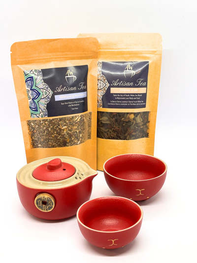 Cestovná čajová súprava Červená mačka