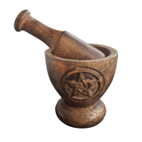 Drevený mažiar s pentagramom XL